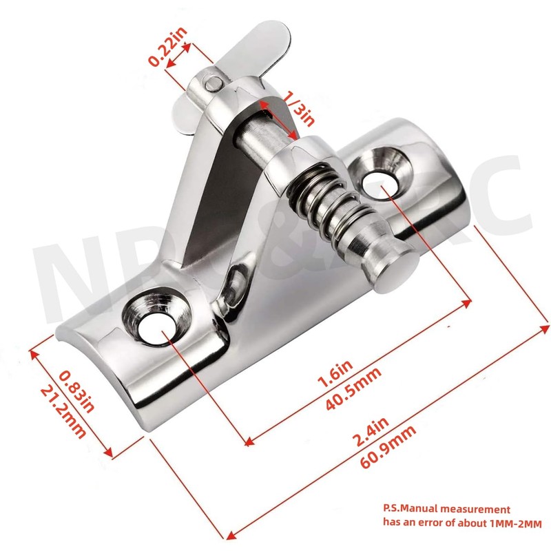 NRC&XRC Stainless Steel 316 Pair of Bimini Top Deck Hinge