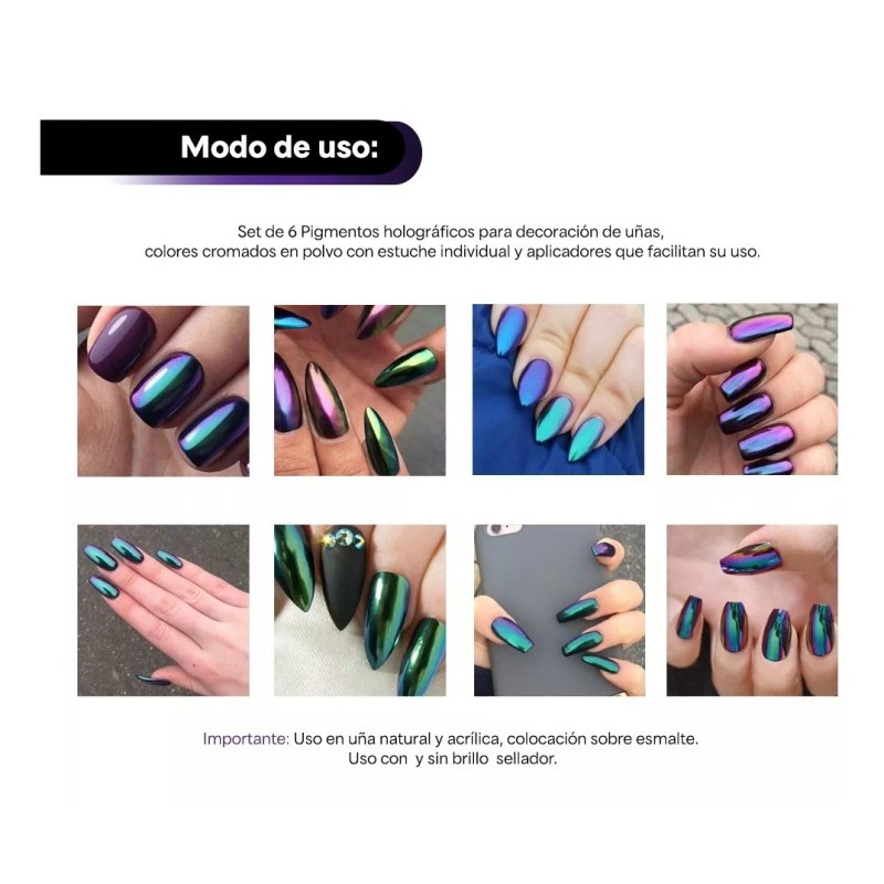 Gadgets VS Decoración Uñas Pigmentos Cromados