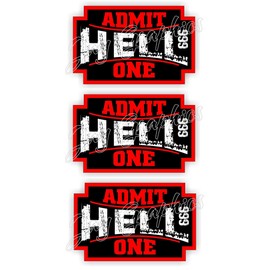 3pcs Cool Ticket to Hell Stickers - Admit One, Hard Hat, Welder Decal, Oilfield Trash