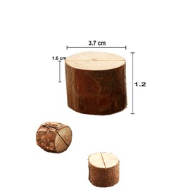 YINKE Wooden Card Stand Memo Holder Photo Stand Stump Card Holder Mini Wooden Wedding Table Sign Small Table Stand Natural Wood Log Wire Memo Clip for Desktop Supplies Stationery Cylindrical Shape 10pcs