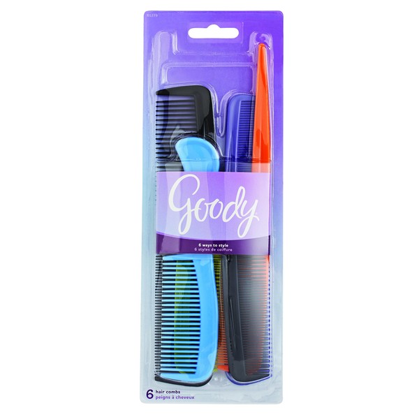 Goody Styling Essentials Hair Comb 6 On, Family Pack, 1.357 Ounce (Pack of 6)