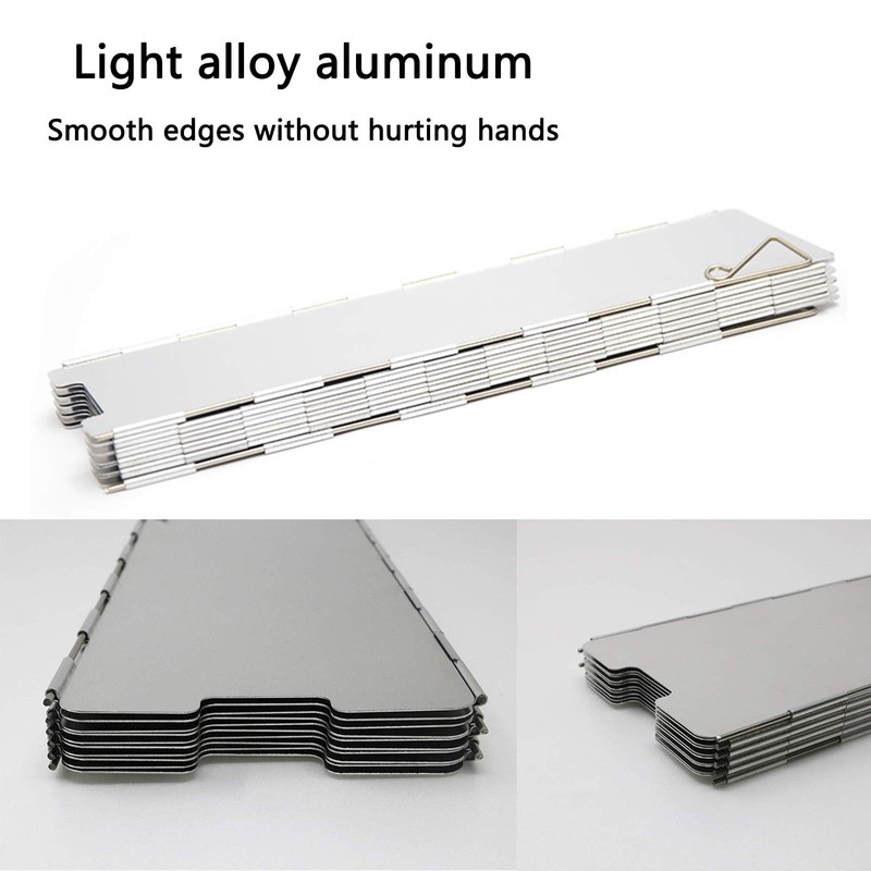 HKKAIS Outdoor Camping Windshield 10 Aluminum Windshield Ultralight Folding Windshield