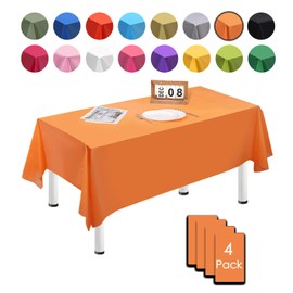 MORAINJAY 4Pcs PEVA Orange Tablecloths,137x274cm Large Rectangular Table Cover for Birthday Party, Solid Color TableCloth for Outdoor Picnic,Waterproof,Wipe Clean Oil-proof Table Cloth for Home Dinner