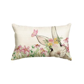 Artoid Mode Bunny Flowers Butterfly Easter Cushion Cover, 30x50 cm Spring Decorative Pillow Case Cover Sofa Living Room Outdoor Decor