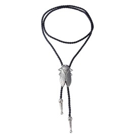 COOLLA Bolo tie- Handmade Western Cowboy Black Vintage Cicada Pendant for Women,Men (Silver)