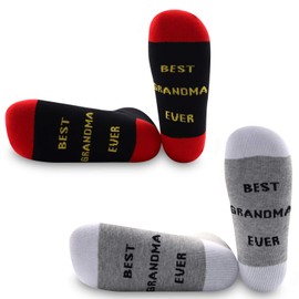 PYOUL 2 Pairs Grandma Socks Best Grandma Ever Gifts for Grandma New Grandma Gift New Mom Gift Birthday Gift (Best Grandma Ever)