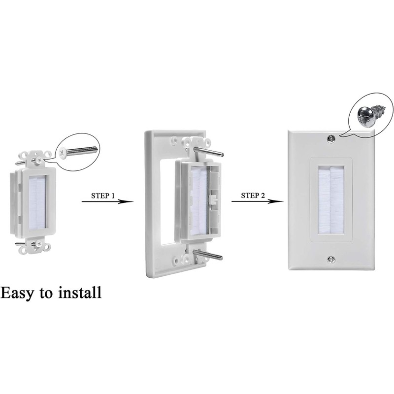 Brush Wall Plate Cable Pass Through Insert, 1-Gang Wall Plate