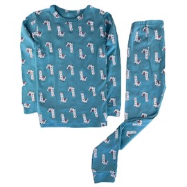 LittLong 12M-5Y - Conjunto de pijama de 2 piezas para niños y niñas, 100% algodón LLAMA, Azul, 12-18 Meses