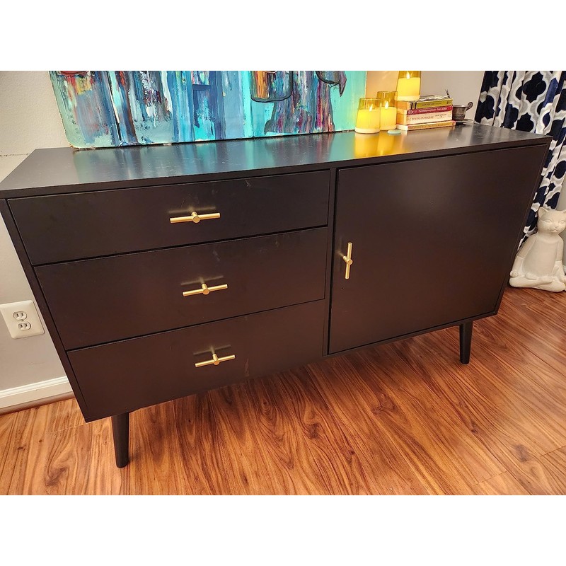 LBFEEL Brushed Brass Cabinet Knobs 4Pack Brass T Bar Cabinet