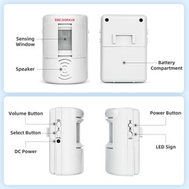 S SELDORAUK PIR Motion Sensor Door Bell Shop Visitor Alert Chime Dingdong Welcome Alarm Burglar Motion Detector