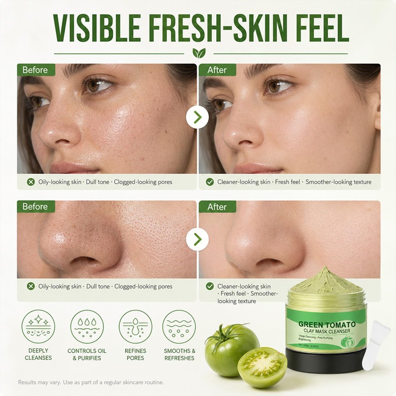 Green Tomato Clay Mask Cleanser, 100g Clay Face Mask for
