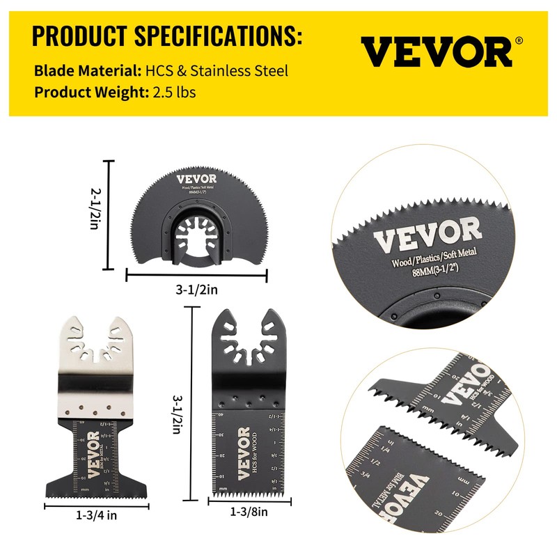 VEVOR 50 PCS Oscillating Saw Blades, Universal Quick Release Oscillating