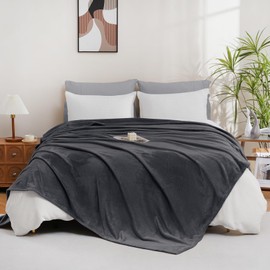 Swiftify Fleece Blanket Queen Size, Silky Flannel Fuzzy Blanket for All Season, Cozy Lightweight Blanket for Couch, Bed, Sofa, 90" x 90", Gray, Queen