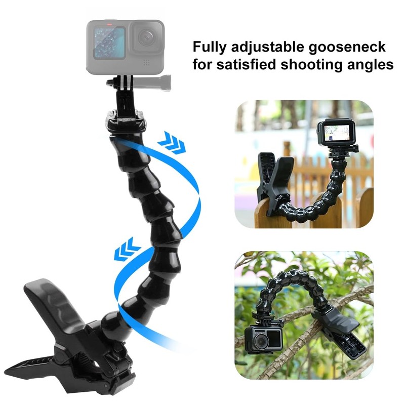 PULUZ Go Pro Clamp Mount, Jaws Flex Go Pro Gooseneck