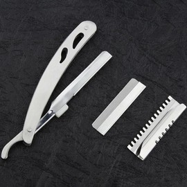 FRCOLOR Manual Razor Full Stainless Steel Vintage Not Include Blade Foldable Barber Razor Scraper Razor Beard Salon Haircut Tools for Men Use