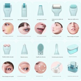 Kit De Rodillo Dérmico 10 En 1, Rodillo De Microagujas De 0,25 Mm, Rodillo Facial De Belleza, Herramientas Para El Cuidado De La Piel, 10 Cabezales Re