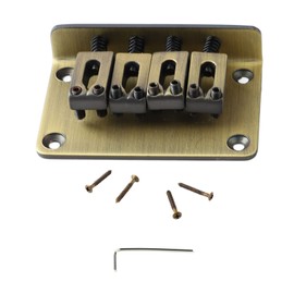 4 String Guitar Bridge Ukulele Bass Metal Bridge Replacement for Stringed Instruments Bronze Color