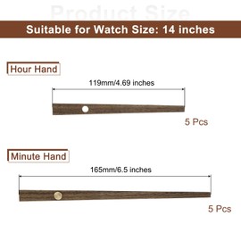 uxcell 5 Set Wooden Clock Hands Only,Walnut Wood Clock Hands Clock Making Kit for Clock DIY Repair Part Replacement Fit for 14 Inch Wall Clock, 6.5 Inches