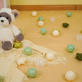 Ball Pit Balls 100 Balls for Toddlers, Crush Proof Plastic Children's Toy Balls Macaron Ocean Balls for Birthday Parties Games Pool, Mix Shapes Creamy Green+Creamy White