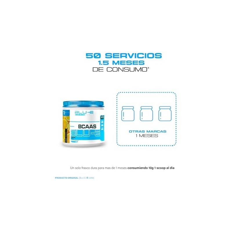 Blu-e Bcaas Aminoácidos 50 Servicios 500 G Sabor Naranja
