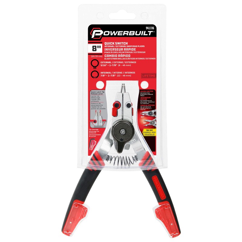 Powerbuilt Snap Ring Pliers with Combination Internal External Switch, Reversible,