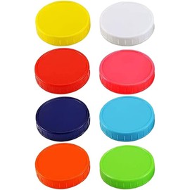 Hsthe Sea Colored Plastic Lids for Mason Jars, Ball, Kerr and More, 8 Regular Mouth Wide Mouth, Food Grade Plastic Storage Caps, Scratch Resistant Surface, Pack of 8