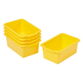 ECR4Kids Scoop Front Storage Bin, Multipurpose Organization, Yellow, 5-Piece