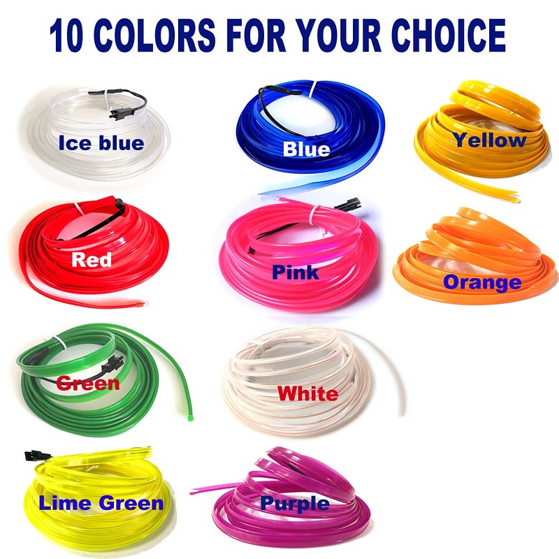 Maxlaxer El Wire Blue Interior Car LED Strip Lights, 10M
