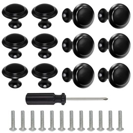 LBING Drawer Knobs, Furniture Knobs, Cupboard Knobs, Matt Black, Pack of 12 Drawer Handles, Chest of Drawers Knobs, Furniture Handle for Cupboard, Drawer, Kitchen