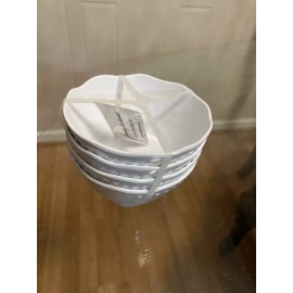 Tommy Bahama White MELAMINE Appetizer Bowls Set /4 - Scalloped Edge Hobnail 4.5”