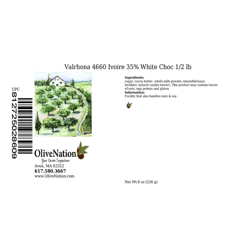 Valrhona 4660 Ivoire Feve 35% White Chocolate Callets from OliveNation