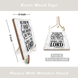 Inspirational House Wood Sign Rustic Desk Decor Decorative Positive Christian Religious Bible Verse Faith Decorations for Home Farmhouse Office House Decor Table Shelf Wooden Plaque with Wood Stand