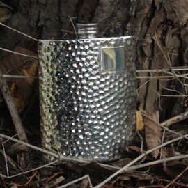 Wentworth Pewter- Hammered Pewter Kidney Flask,Hip Flask, Spirit Flask, 6oz capacity.