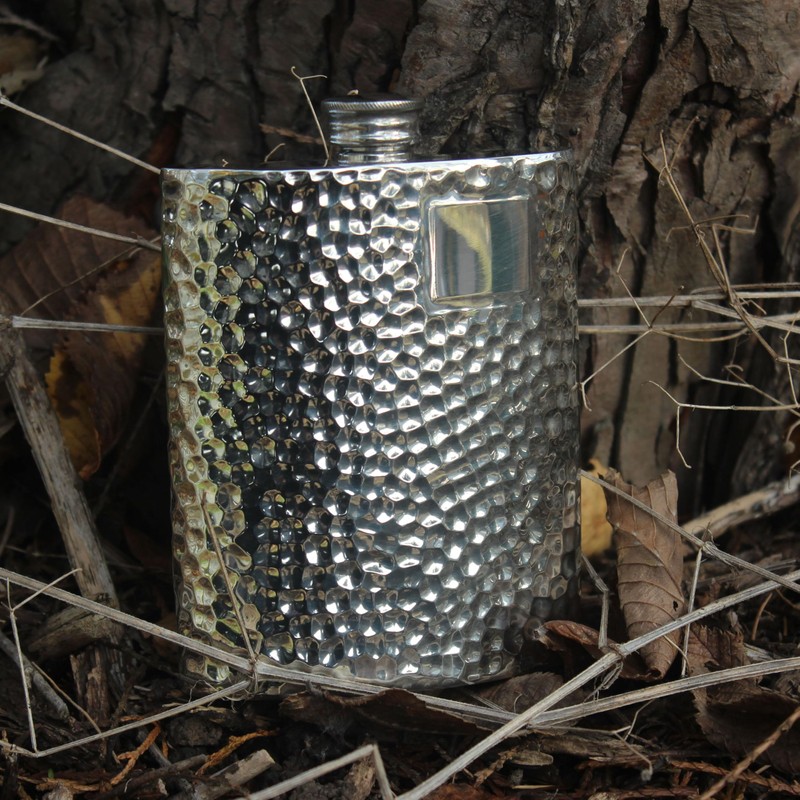 Wentworth Pewter- Hammered Pewter Kidney Flask,Hip Flask, Spirit Flask, 6oz