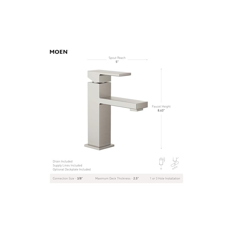 Moen Revyl Matte Black One-Handle Single Hole Modern Bathroom Sink