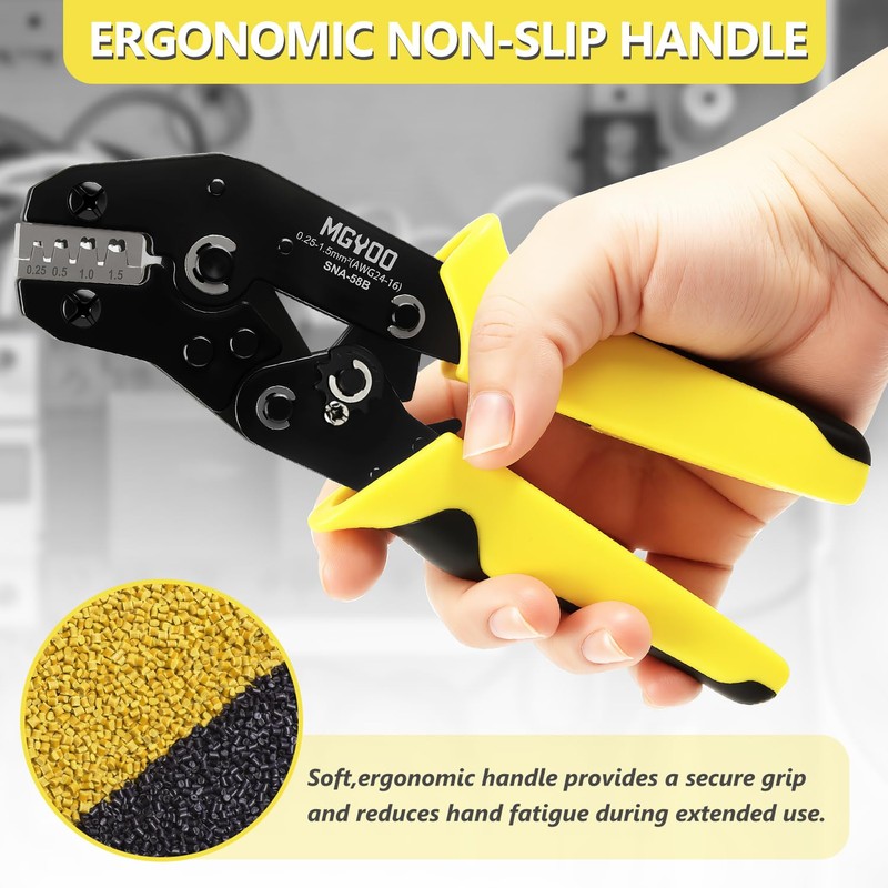 MGYOO Wire Crimping Tool Open Barrel Terminals Ratchet Wire Crimper