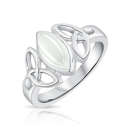 925 Sterling Silver Ring for Women - Moonstone Ring - Silver Celtic Ring - Trinity Knot Ring - Celtic Rings for Women - Celtic Jewellery - Size R