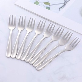 12 Pieces Appetizers Desert Forks, Baikai 18/10 Stainless Steel 3-tine Cocktail Mini Salad Fruit Fork Sets, 5.5 Inch