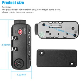 2 PCS TSA007 Zipper Luggage Locks, Suitable for Luggage,Backpacks, Handbags, and Storage Bag Zipper Locks, with 2PCS Spare TSA007 Key