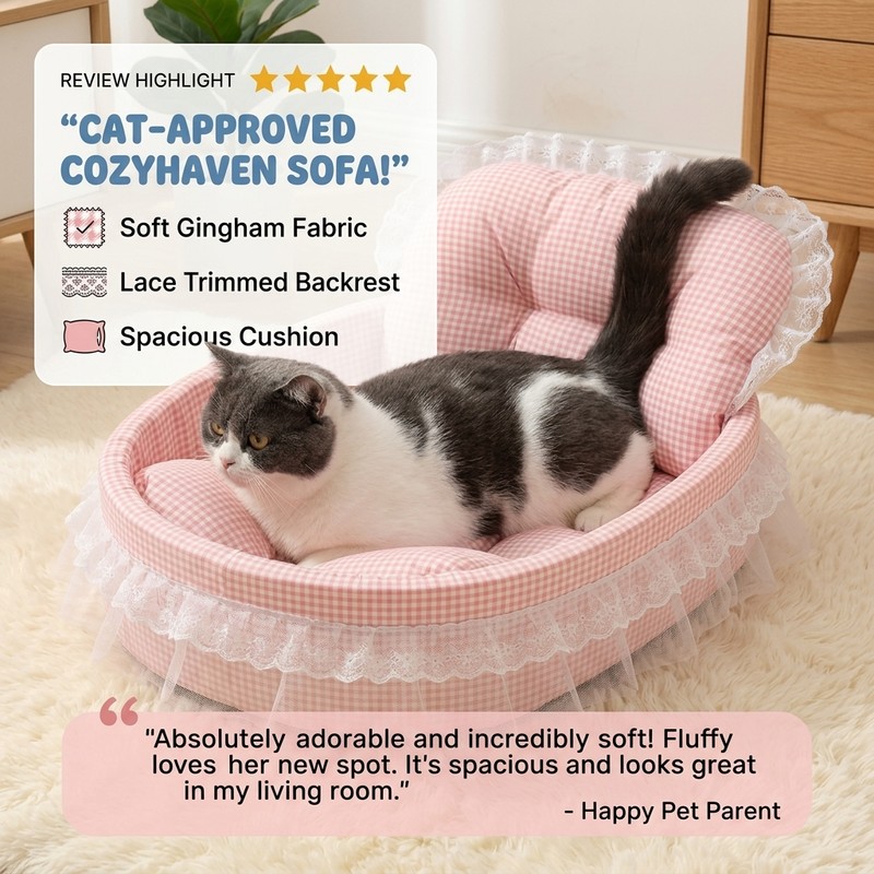 Plush Cat Bed for Indoor Lounging – Soft Oval Pet