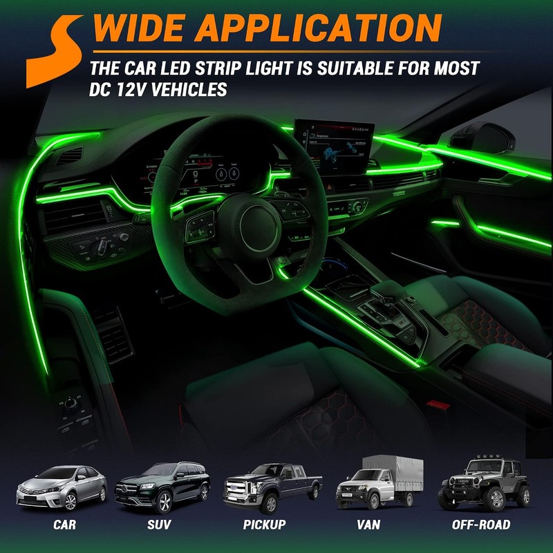 Interior Car LED Strip Lights 470 inches Fiber Optic tubing