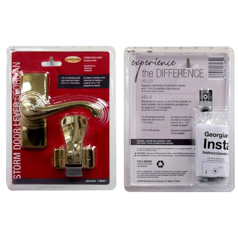 Larson Certified Storm Door Brass Georgian Lever, Storm Door Handle