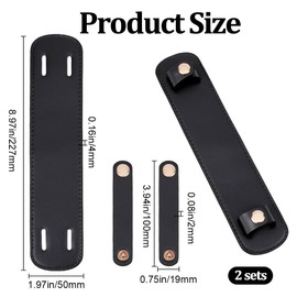 Beebeecraft 2 Sets Shoulder Strap PU Leather Black Replacement Detachable Imitation Leather with Alloy Button Protector Cover Bag Shoulder Handle Wrap Straps for Tote Bags Purse Women DIY Making