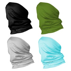 4 Pack Multi-Purpose Seamless Neck Gaiter Face Mask for Men and Women, Bandana, Rave Face Cover, Scarf, Balaclava, Headband, Head Wrap, Headwear