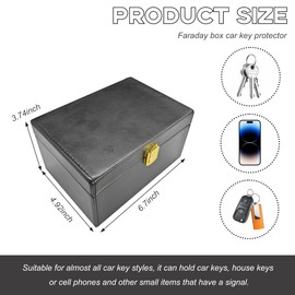 Wevdn Faraday Box Key Fob Protector, RFID Signal Blocking Shielding Box Anti Theft Car Key Fob Case, Large Capacity PU Leather Faraday Cage Box for Keyless Fob, Car Accessories