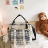 Cute Backpack with Accessories Check Dual Purpose Backpack Shoulder Bag