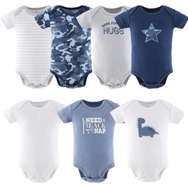 The Peanutshell Baby Boy Short Sleeve Bodysuits - Boy Clothes, Newborn 0-3, 3-6, 6-9, 9-12, 12-18, 18-24 Months Baby Clothes - 100% Cotton Outfits - Blue Camo (0-3)
