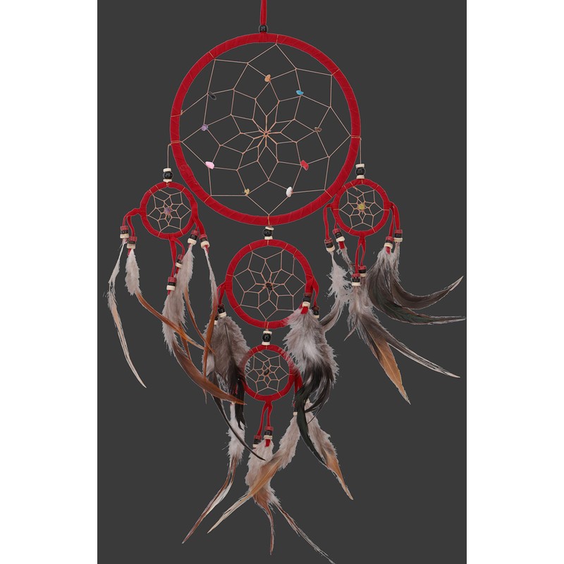 GURU SHOP Dream Catcher with Semi-Precious Stones - Red Diameter