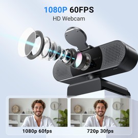 EMEET HD Webcam - C960 AF 1080P Webcam mit Objektivabdeckung & Dual Mikrofon, 360 ° Streaming Kamera mit PDAF Automatische Lichtkorrektur, Plug & Play, Webcam Ideal für Linux, Win10, Mac OS