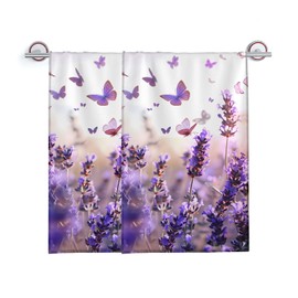 Turamurra Hand Towels Set of 2 Butterfly Lavender Themed Towels for Bathroom Decorative, Bath Towels, Soft Absorbent Towels for Farmhouse Home Decor Gifts for Women 14 x 28 in